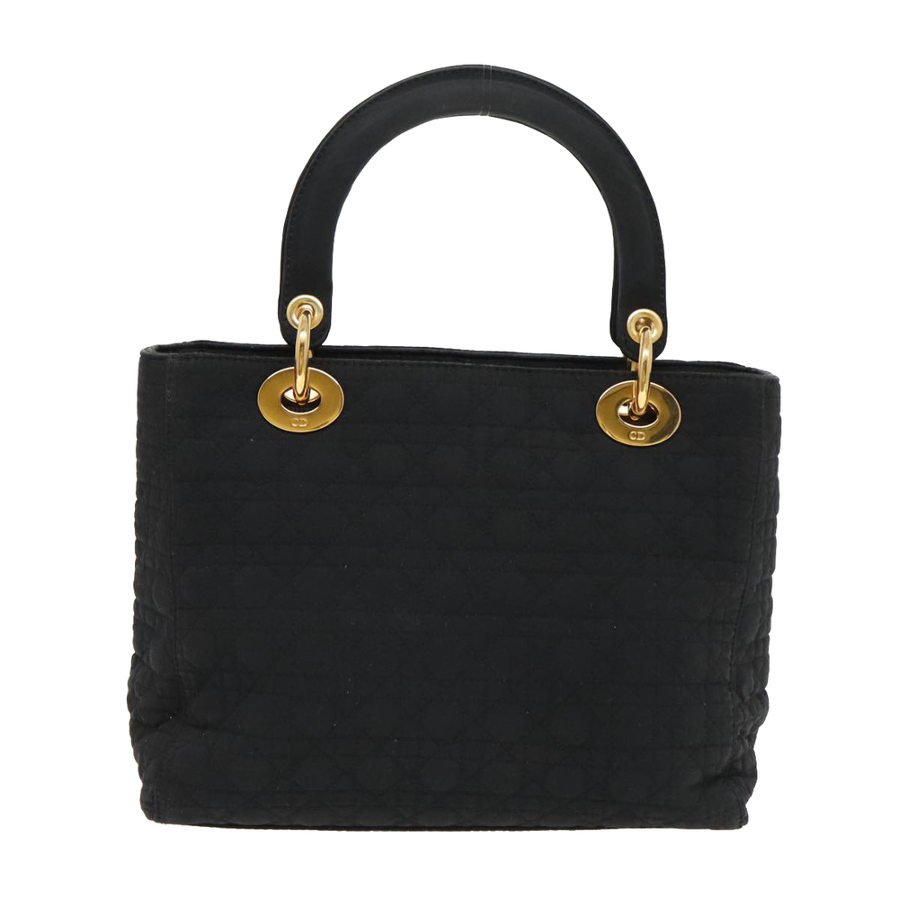 Christian Dior Canage Hand Bag Nylon Black Gold Auth yk15712 - Picture 2 of 16